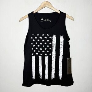 New‎ DG2 Diane Gilman American Flag Tank Top Black White Womens XS Cotton Casual